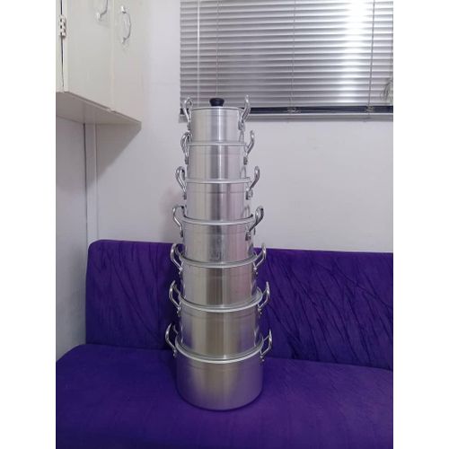 Ensemble de 7 Casseroles en Aluminium Lourd avec Couvercles