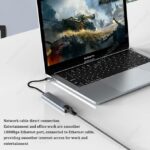 TYPE-C 8 en 1 à HDTV Hub Station d'accueil Gris / Noir – Image 3