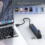 Hub USB avec lecteur de carte SD/TF, VIENON 8 en 1 USB Extender USB avec lecteur carte SD/Micro SD et 6 ports USB 2.0 – Image 4