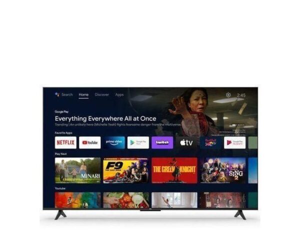 Smart TV screen showing streaming apps and the title banner 'Everything Everywhere All at Once'.
