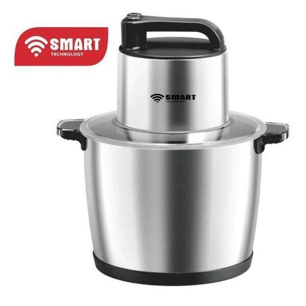 Stainless steel electric pressure cooker with a black handle and SMART TECHNOLOGY branding.