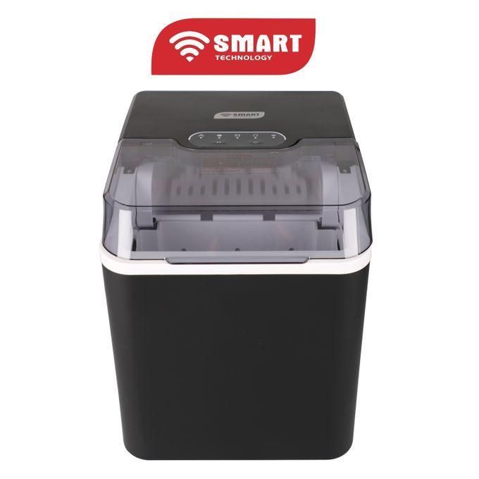 Compact black portable washing machine with a transparent lid and control panel.