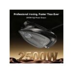 Promotional image of an electric iron showing a 2500W power claim against a dark background.