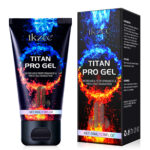 Ikzee Titan Pro Gel tube and matching box with blue and orange flame design, 50 ml packaging visible.