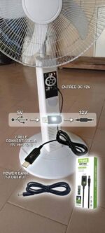 Câble convertisseur pour alimenter votre router wifi pour recharger votre ventilateur rechargeable,  a l'aide d'un power bank pendant les coupures de courant – Image 7