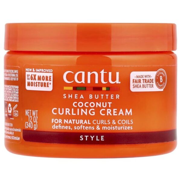 Cantu Crème Activatrice De Boucle Coconut Curling Cream – Sans Sulfates – Karité – Blanc